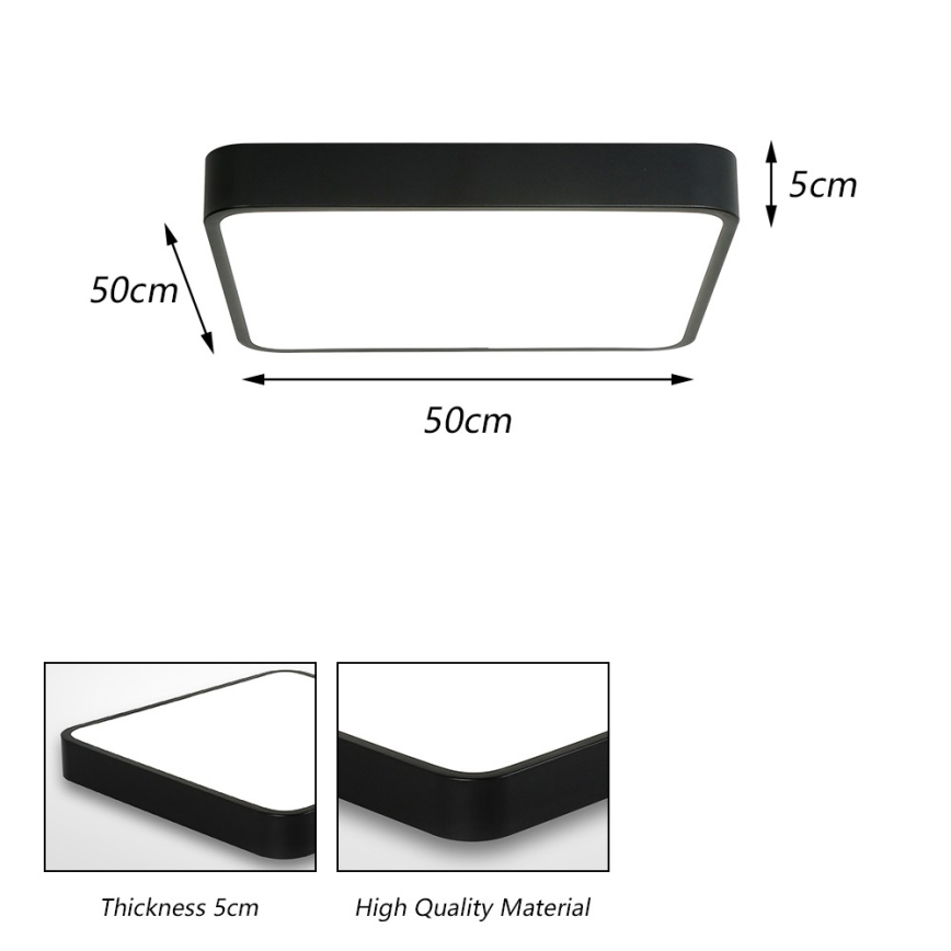 Brilagi - LED Οροφωτιστικό POOL LED/48W/230V 3000/4500/6000K 50x50 εκ. μαύρο