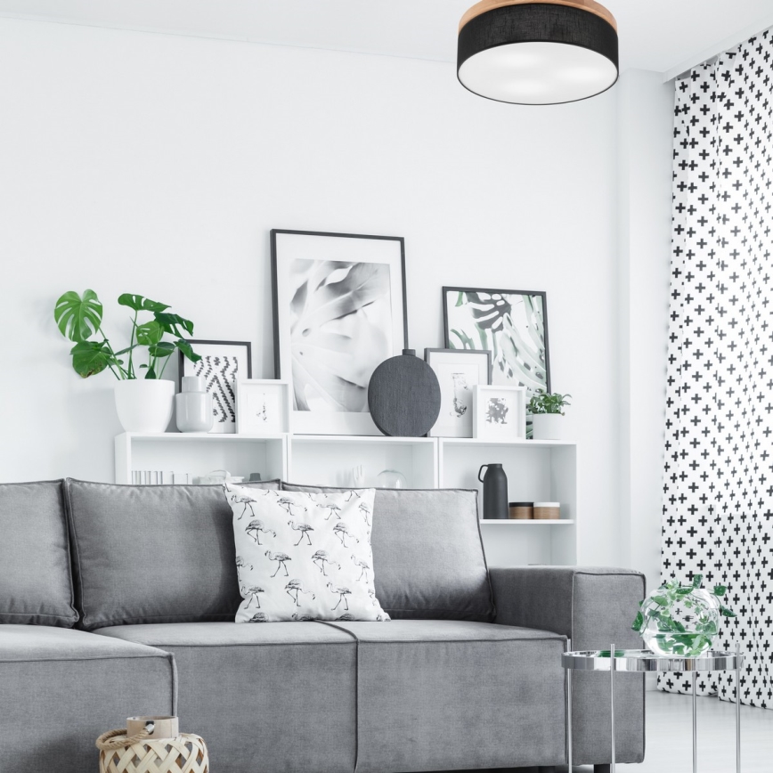 Brilagi - LED Οροφιαίο φωτιστικό BELLADONNA 3xE27/15W/230V διάμ. 50 εκ. μαύρο/βελανιδιά