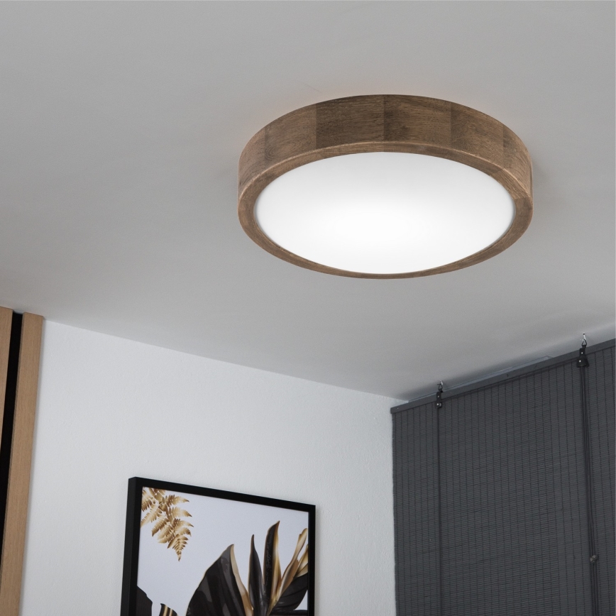 Brilagi - LED Οροφιαίο φωτιστικό CARVALHO SLIM 1xE27/60W/230V δρυς καρυδιά διάμ. 27 εκ.