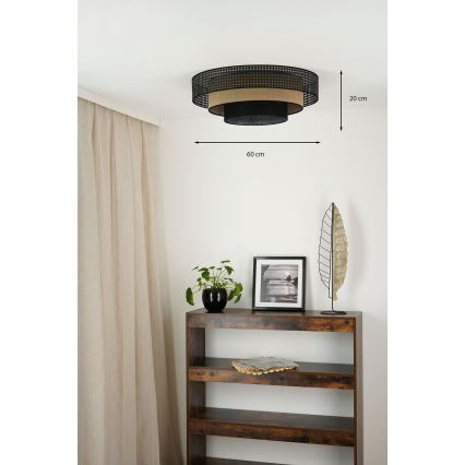 Brilagi - Οροφής φωτιστικό LED DAKOTA LUNETA LED/12W/230V διάμ. 60 εκ. 3000K/4000K/6400K μαύρο/ρατάν