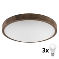 Brilagi - LED Οροφής Φωτιστικό CARVALHO SLIM 3xE27/60W/230V δρυς καρυδιά διάμ. 47 εκ.