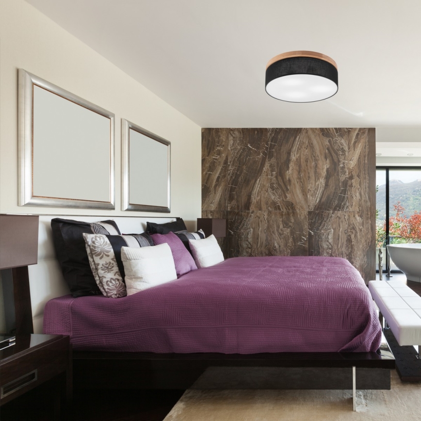 Brilagi - LED Οροφιαίο φωτιστικό BELLADONNA 3xE27/15W/230V διάμ. 50 εκ. μαύρο/βελανιδιά