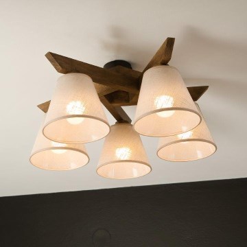 Brilagi - LED Οροφής φωτιστικό ANTHONY 5xE14/40W/230V δρυς καρυδιά/μπεζ