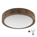 Brilagi - LED Οροφιαίο φωτιστικό CARVALHO SLIM 1xE27/60W/230V δρυς καρυδιά διάμ. 27 εκ.