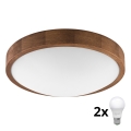 Brilagi - LED Οροφιαίο φωτιστικό CARVALHO SLIM 2xE27/60W/230V δρυς κερασιά διάμ. 37 εκ.