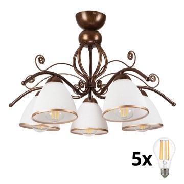 Brilagi - LED Πλαφονιέρα οροφής ANTICO 5xE27/60W/230V μπρονζέ πατίνα