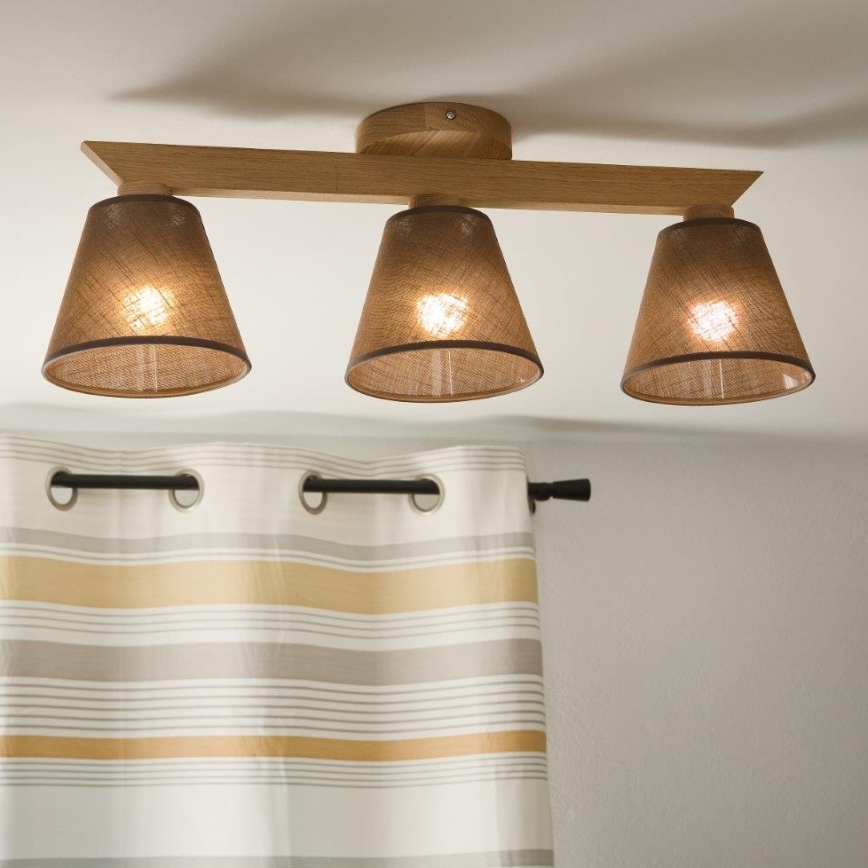 Brilagi - LED  Πλαφονιέρα οροφής ANTHONY 3xE14/40W/230V δρυς/καφέ