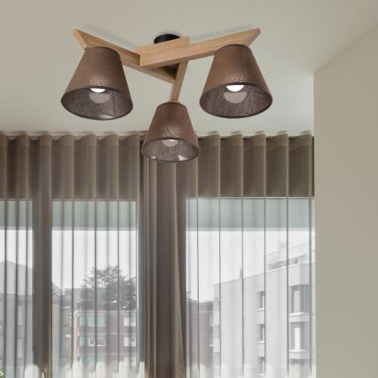 Brilagi - LED  Πλαφονιέρα οροφής ANTHONY 3xE14/40W/230V δρυς/καφέ