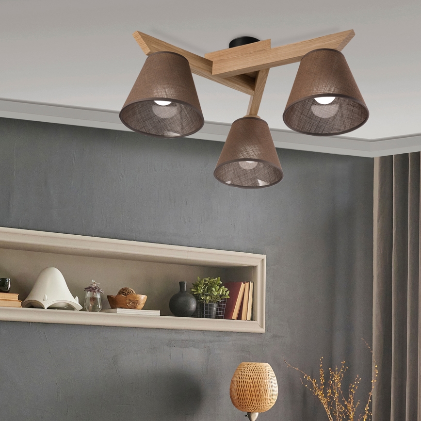 Brilagi - LED  Πλαφονιέρα οροφής ANTHONY 3xE14/40W/230V δρυς/καφέ