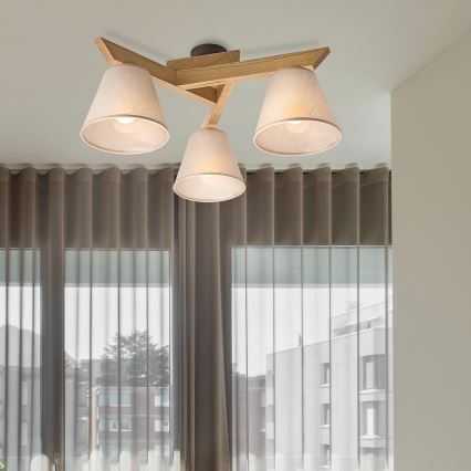 Brilagi - LED  Πλαφονιέρα οροφής ANTHONY 3xE14/40W/230V δρυς/μπεζ