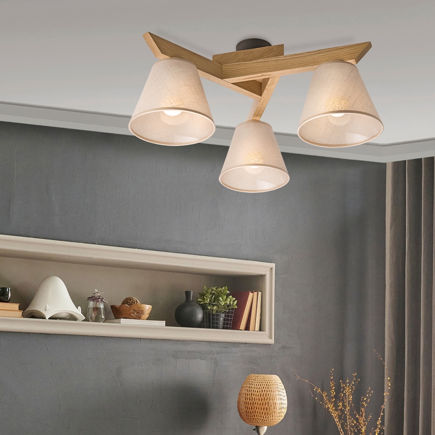 Brilagi - LED  Πλαφονιέρα οροφής ANTHONY 3xE14/40W/230V δρυς/μπεζ