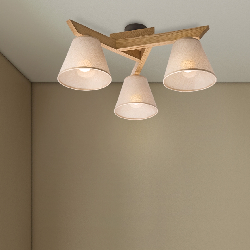 Brilagi - LED  Πλαφονιέρα οροφής ANTHONY 3xE14/40W/230V δρυς/μπεζ