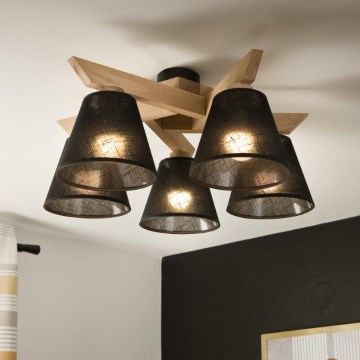 Brilagi - LED  Πλαφονιέρα οροφής ANTHONY 5xE14/40W/230V δρυς/μαύρο