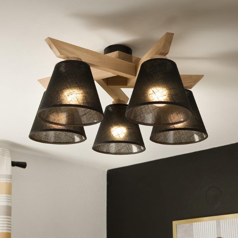 Brilagi - LED  Πλαφονιέρα οροφής ANTHONY 5xE14/40W/230V δρυς/μαύρο