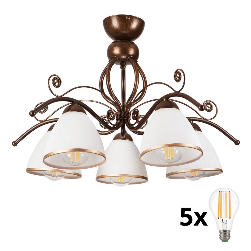 Brilagi - LED Πλαφονιέρα οροφής ANTICO 5xE27/60W/230V μπρονζέ πατίνα