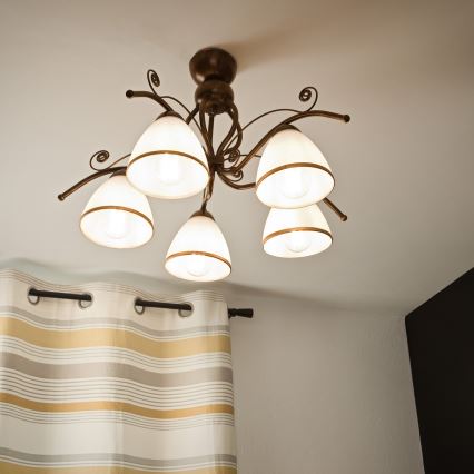 Brilagi - LED Πλαφονιέρα οροφής ANTICO 5xE27/60W/230V μπρονζέ πατίνα
