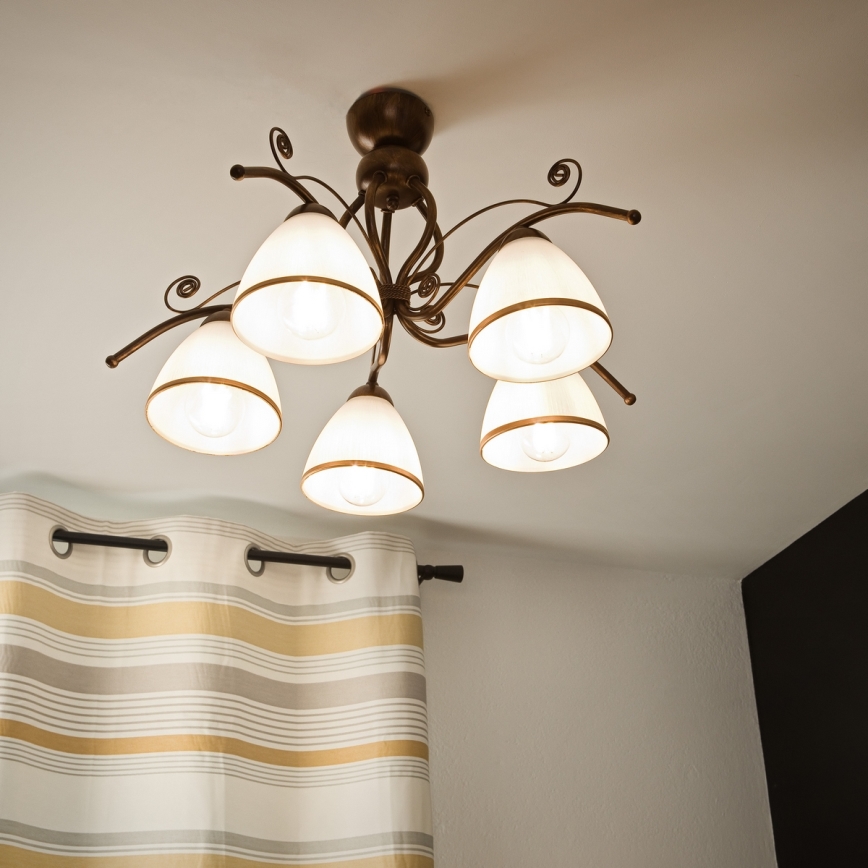 Brilagi - LED Πλαφονιέρα οροφής ANTICO 5xE27/60W/230V μπρονζέ πατίνα