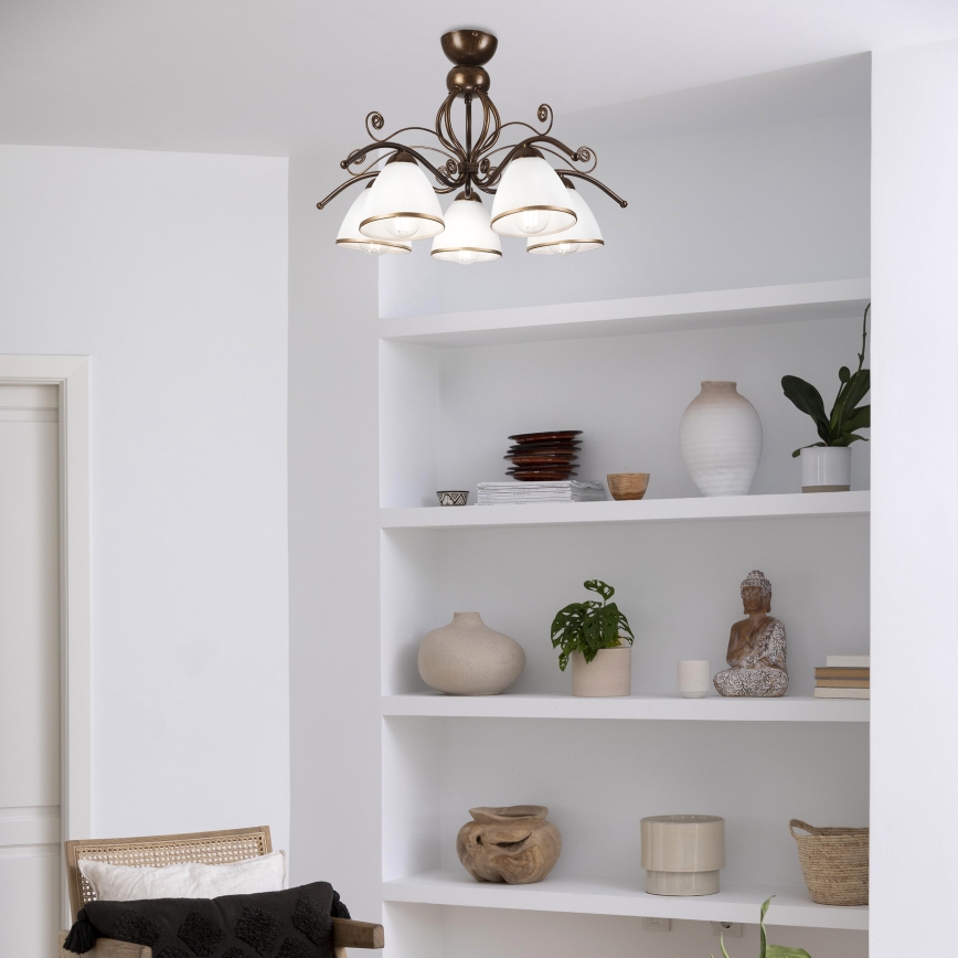 Brilagi - LED Πλαφονιέρα οροφής ANTICO 5xE27/60W/230V μπρονζέ πατίνα