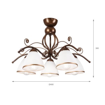 Brilagi - LED Πλαφονιέρα οροφής ANTICO 5xE27/60W/230V μπρονζέ πατίνα