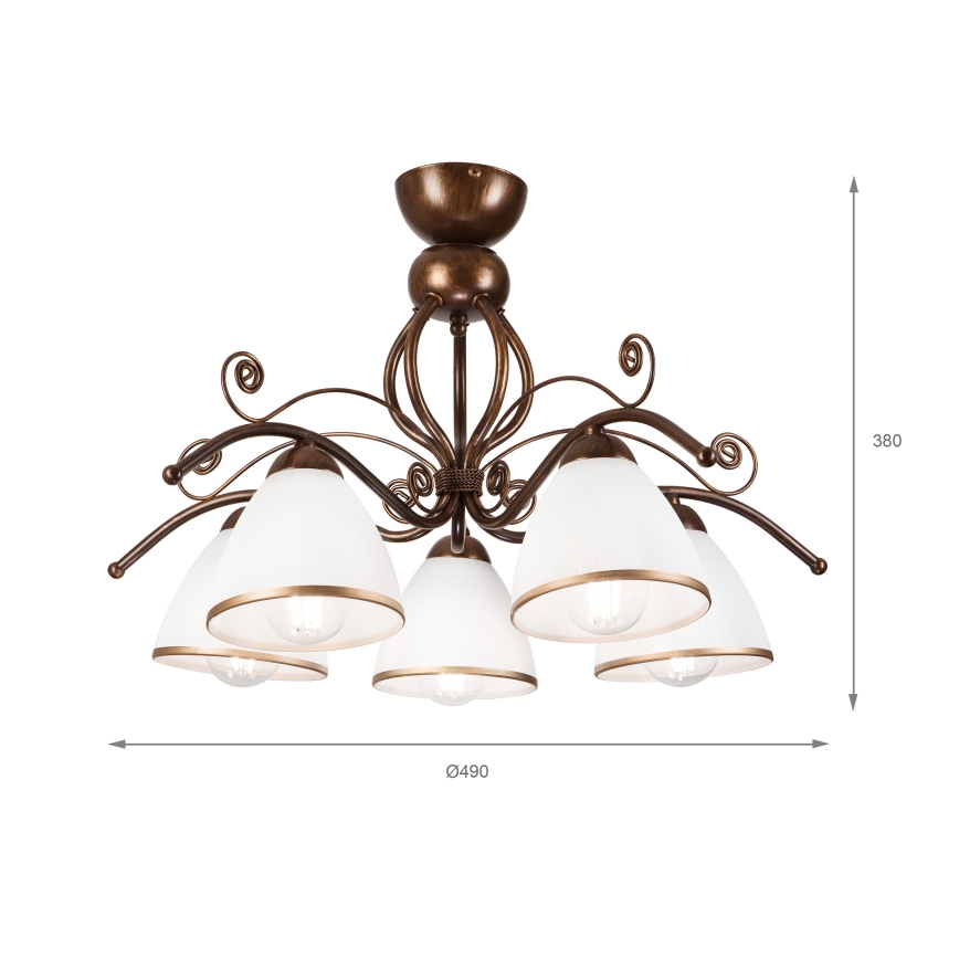 Brilagi - LED Πλαφονιέρα οροφής ANTICO 5xE27/60W/230V μπρονζέ πατίνα