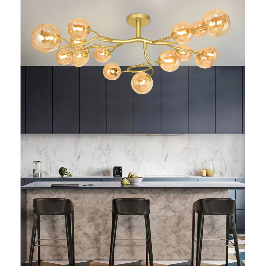 Brilagi - LED Πλαφονιέρα οροφής MISTEL 15xG9/3W/230V χρυσό