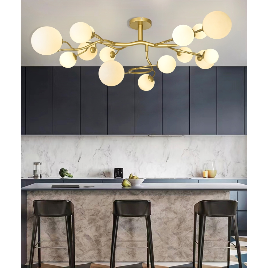 Brilagi - LED Πλαφονιέρα οροφής MISTEL 15xG9/3W/230V χρυσό/λευκό