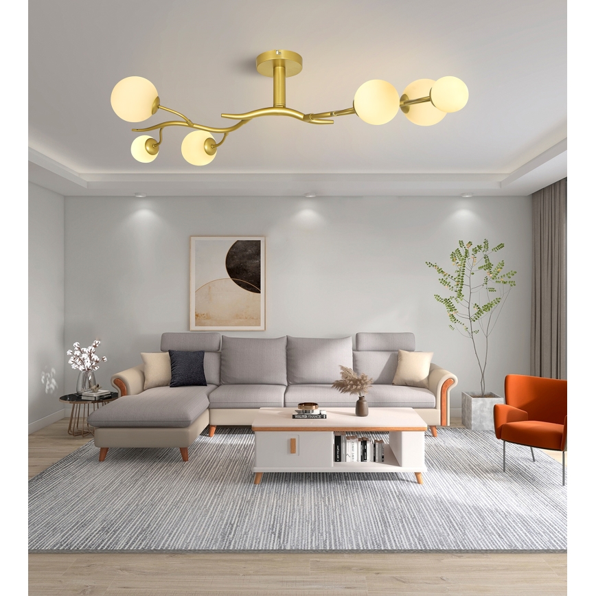 Brilagi - LED Πλαφονιέρα οροφής MISTEL 6xG9/3W/230V χρυσό/λευκό