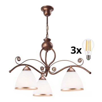 Brilagi - LED Πολύφωτο με αλυσίδα ANTICO 3xE27/60W/230V μπρονζέ πατίνα