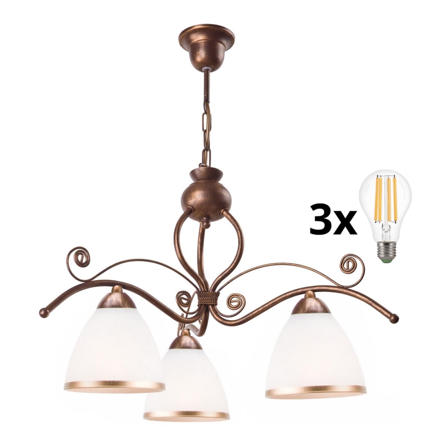 Brilagi - LED Πολύφωτο με αλυσίδα ANTICO 3xE27/60W/230V μπρονζέ πατίνα