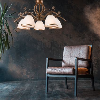 Brilagi - LED Πολύφωτο με αλυσίδα ANTICO 5xE27/60W/230V μπρονζέ πατίνα