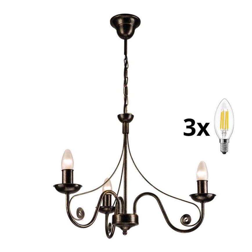 Brilagi - LED Πολύφωτο με αλυσίδα STEFANO 3xE14/40W/230V μαύρη πατίνα