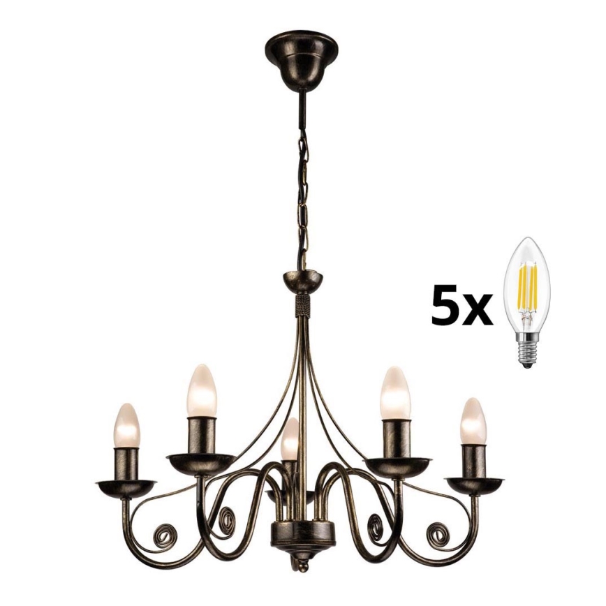 Brilagi - LED Πολύφωτο με αλυσίδα STEFANO 5xE14/40W/230V μαύρη πατίνα