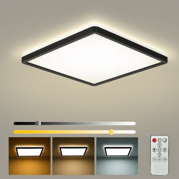 Brilagi - LED ρυθμιζόμενο φωτιστικό οροφής ULTRA SLIM LED/18W/230V 2700-6500K 30x30 cm μαύρο + τηλεχειριστήριο
