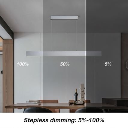 Brilagi - LED Ρυθμιζόμενο Φως με καλώδιο SLEEKLINE SMART LED/40W/230V 3000-6000K Wi-Fi Tuya ασημένιο + τηλεχειριστήριο