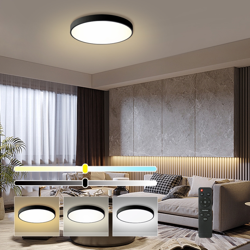 Brilagi - Ρυθμιζόμενο LED φωτιστικό οροφής POOL LED/60W/230V 3000-6000K Ø 60 cm μαύρο + τηλεχειριστήριο