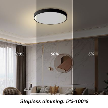 Brilagi - Ρυθμιζόμενο LED φωτιστικό οροφής POOL LED/60W/230V 3000-6000K Ø 60 cm μαύρο + τηλεχειριστήριο