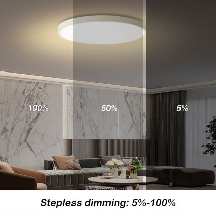 Brilagi - LED Ρυθμιζόμενο φωτιστικό οροφής POOL SMART LED/100W/230V 3000-6000K διάμετρος 80 cm Wi-Fi Tuya λευκό + τηλεχειριστήριο
