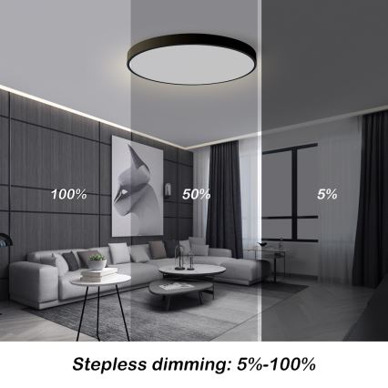 Brilagi - LED Ρυθμιζόμενο φωτιστικό οροφής POOL SMART LED/100W/230V 3000-6000K διάμετρος 80 cm Wi-Fi Tuya μαύρο + τηλεχειριστήριο