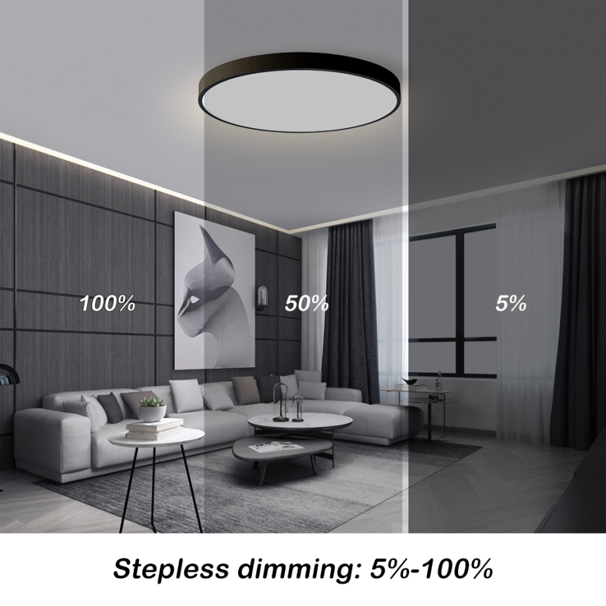Brilagi - LED Ρυθμιζόμενο φωτιστικό οροφής POOL SMART LED/100W/230V 3000-6000K διάμετρος 80 cm Wi-Fi Tuya μαύρο + τηλεχειριστήριο