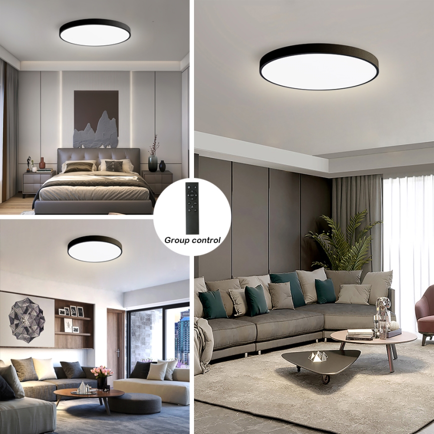 Brilagi - LED Ρυθμιζόμενο φωτιστικό οροφής POOL SMART LED/100W/230V 3000-6000K διάμετρος 80 cm Wi-Fi Tuya μαύρο + τηλεχειριστήριο