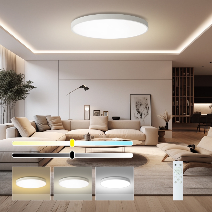 Brilagi - LED Ρυθμιζόμενο φωτιστικό οροφής POOL SMART LED/128W/230V 3000-6000K διάμετρος 100 cm Wi-Fi Tuya λευκό + τηλεχειριστήριο