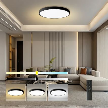 Brilagi - LED Ρυθμιζόμενο φωτιστικό οροφής POOL SMART LED/128W/230V 3000-6000K διάμετρος 100 cm Wi-Fi Tuya μαύρο + τηλεχειριστήριο