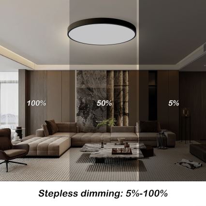 Brilagi - LED Ρυθμιζόμενο φωτιστικό οροφής POOL SMART LED/128W/230V 3000-6000K διάμετρος 100 cm Wi-Fi Tuya μαύρο + τηλεχειριστήριο