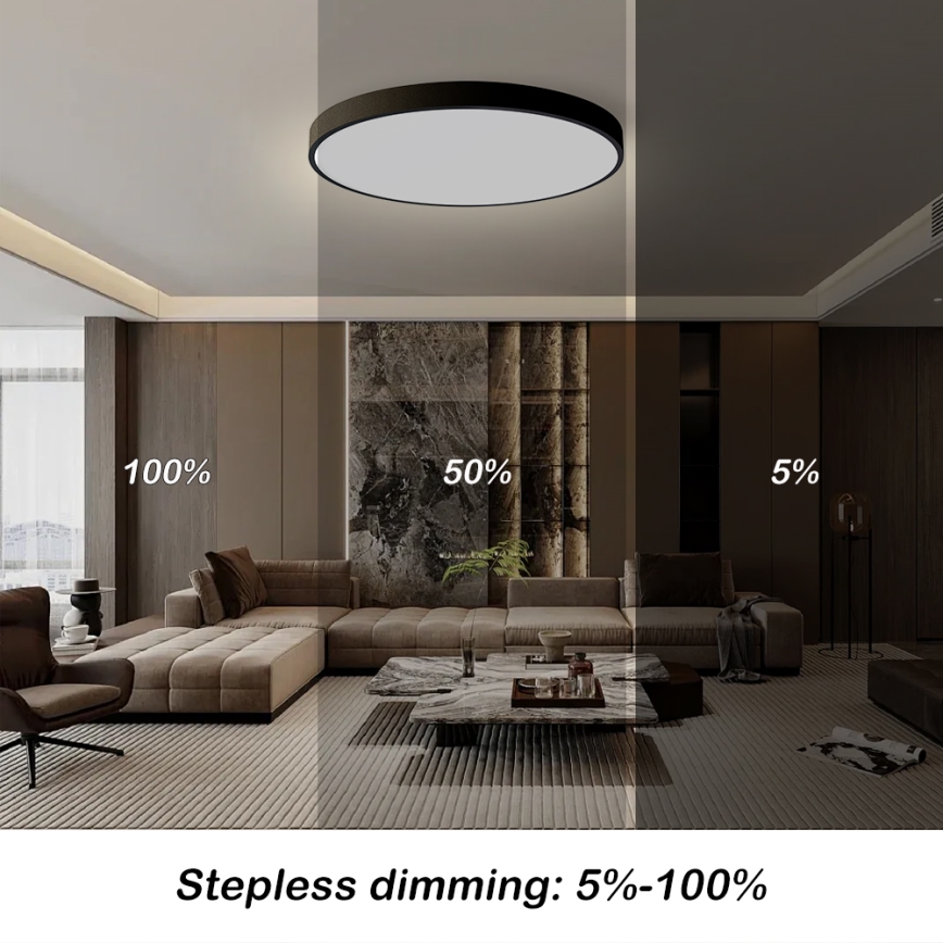 Brilagi - LED Ρυθμιζόμενο φωτιστικό οροφής POOL SMART LED/128W/230V 3000-6000K διάμετρος 100 cm Wi-Fi Tuya μαύρο + τηλεχειριστήριο
