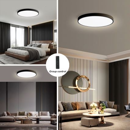 Brilagi - LED Ρυθμιζόμενο φωτιστικό οροφής POOL SMART LED/128W/230V 3000-6000K διάμετρος 100 cm Wi-Fi Tuya μαύρο + τηλεχειριστήριο