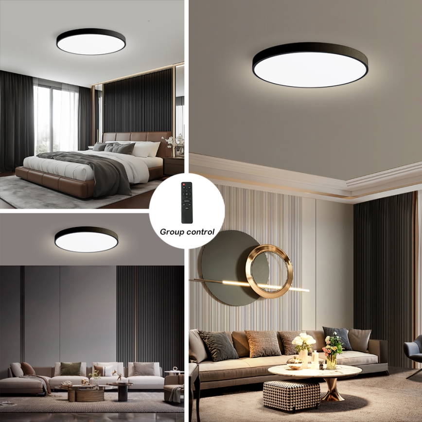 Brilagi - LED Ρυθμιζόμενο φωτιστικό οροφής POOL SMART LED/128W/230V 3000-6000K διάμετρος 100 cm Wi-Fi Tuya μαύρο + τηλεχειριστήριο