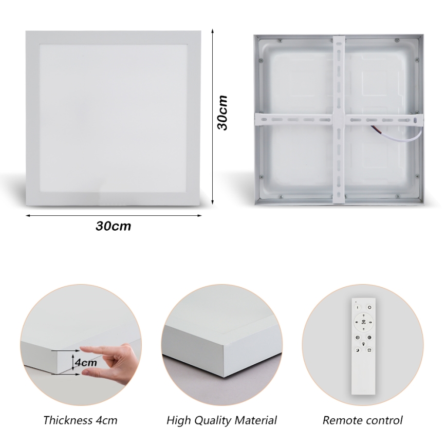 Brilagi - Ρυθμιζόμενο φωτιστικό οροφής μπάνιου FRAME SMART LED/24W/230V 30x30 cm 3000-6000K IP44 λευκό + τηλεχειριστήριο