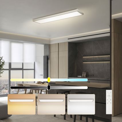 Brilagi - LED ρυθμιζόμενο φωτιστικό οροφής μπάνιου FRAME SMART LED/50W/230V 120x30 cm 3000-6000K IP44 ασημί + τηλεχειριστήριο