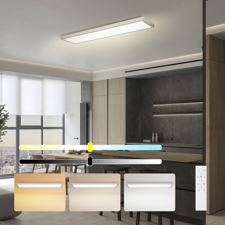 Brilagi - LED ρυθμιζόμενο φωτιστικό οροφής μπάνιου FRAME SMART LED/50W/230V 120x30 cm 3000-6000K IP44 ασημί + τηλεχειριστήριο