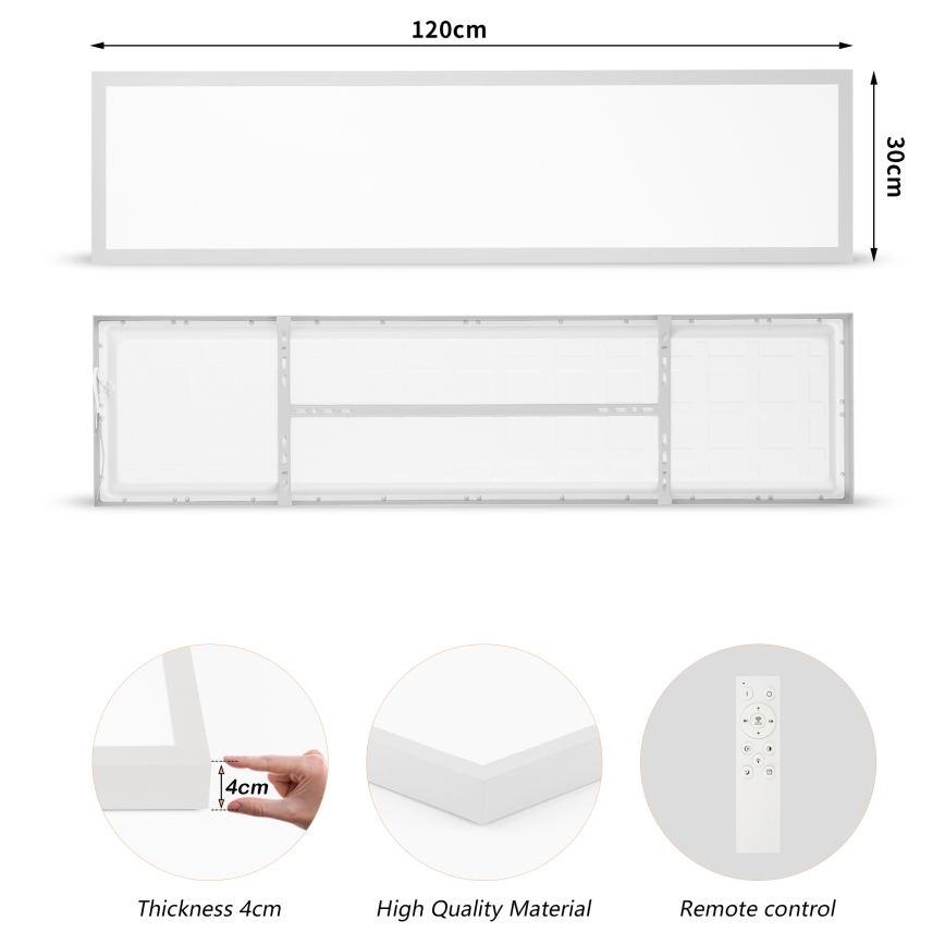 Brilagi - LED ρυθμιζόμενο φωτιστικό οροφής μπάνιου FRAME SMART LED/50W/230V 120x30 cm 3000-6000K IP44 ασημί + τηλεχειριστήριο